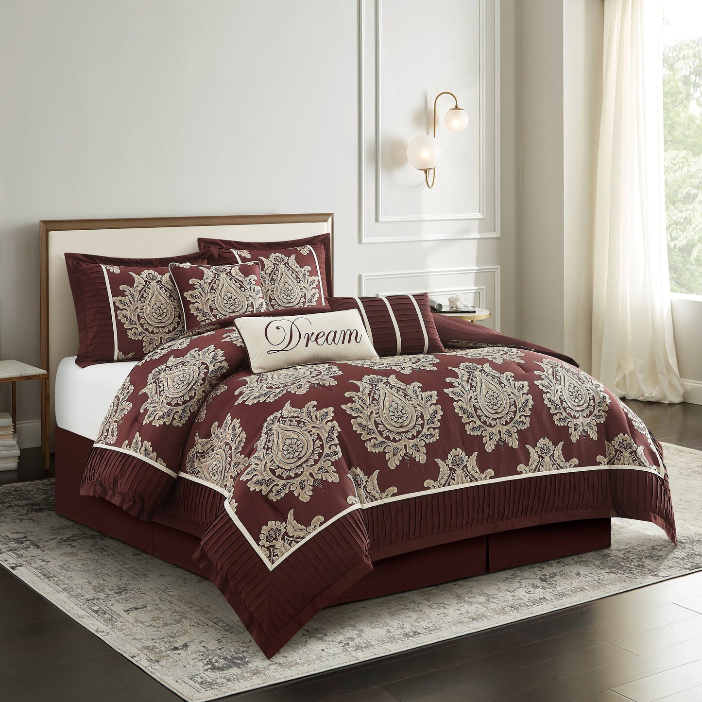 Nanshing Tiana 7 Piece Traditional Damask Comforter Set