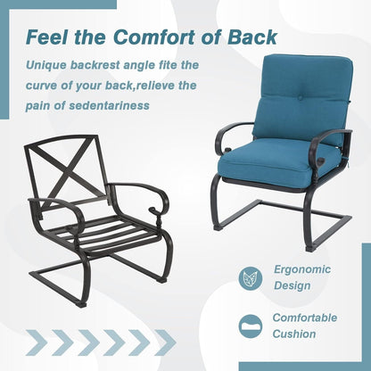 Nista 3 Piece Outdoor Patio C-Spring Bistro Set Dining Chairs with Cushions and Coffee Table by Havenside Home