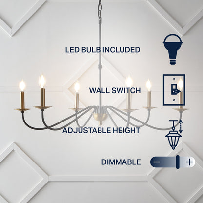 34.75 6-Light Iron LED Chandelier, by JONATHAN Y