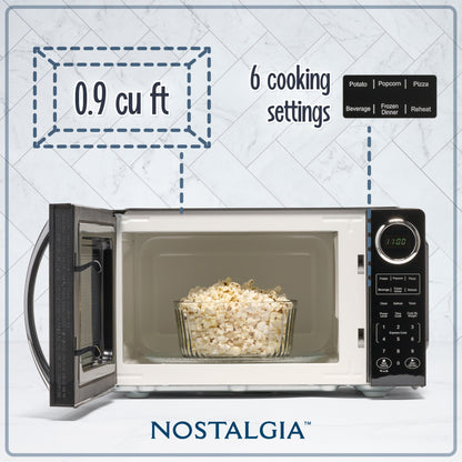Nostalgia Retro 0.9 Cubic Foot Countertop Microwave Oven