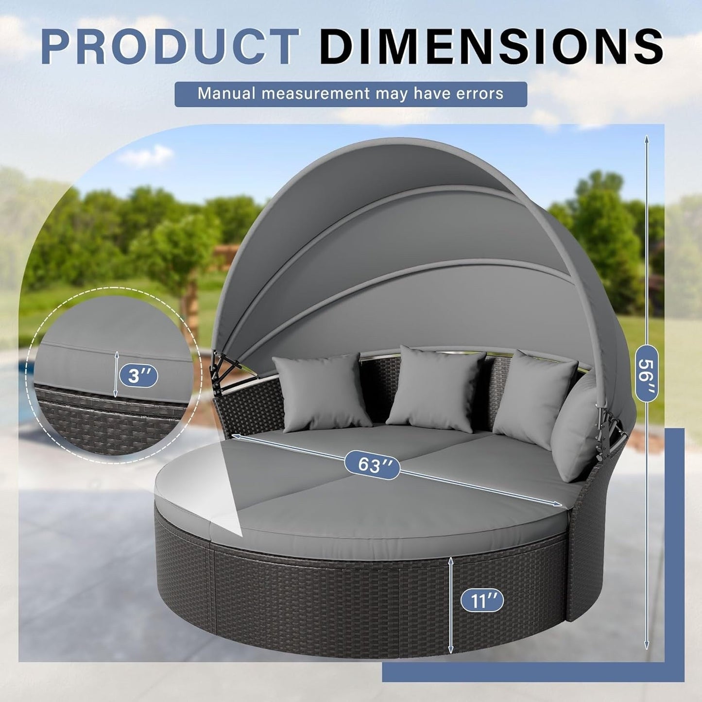 Nuon 4-Piece/5Piece Outdoor Patio Conversation Set Wicker Daybed Set with Canopy by Havenside Home