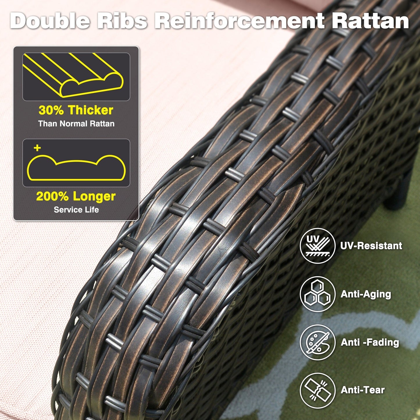 OVIOS 5-piece Patio Wicker High Back Conversation Set