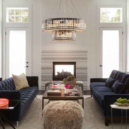 OYIPRO 6/8/12-Light Modern Round Crystal Chandelier Drum Shape Pendant Light for Kitchen Island