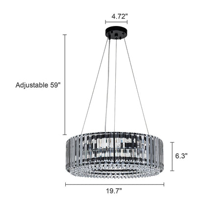 OYIPRO 6/8/12-Light Modern Round Crystal Chandelier Drum Shape Pendant Light for Kitchen Island
