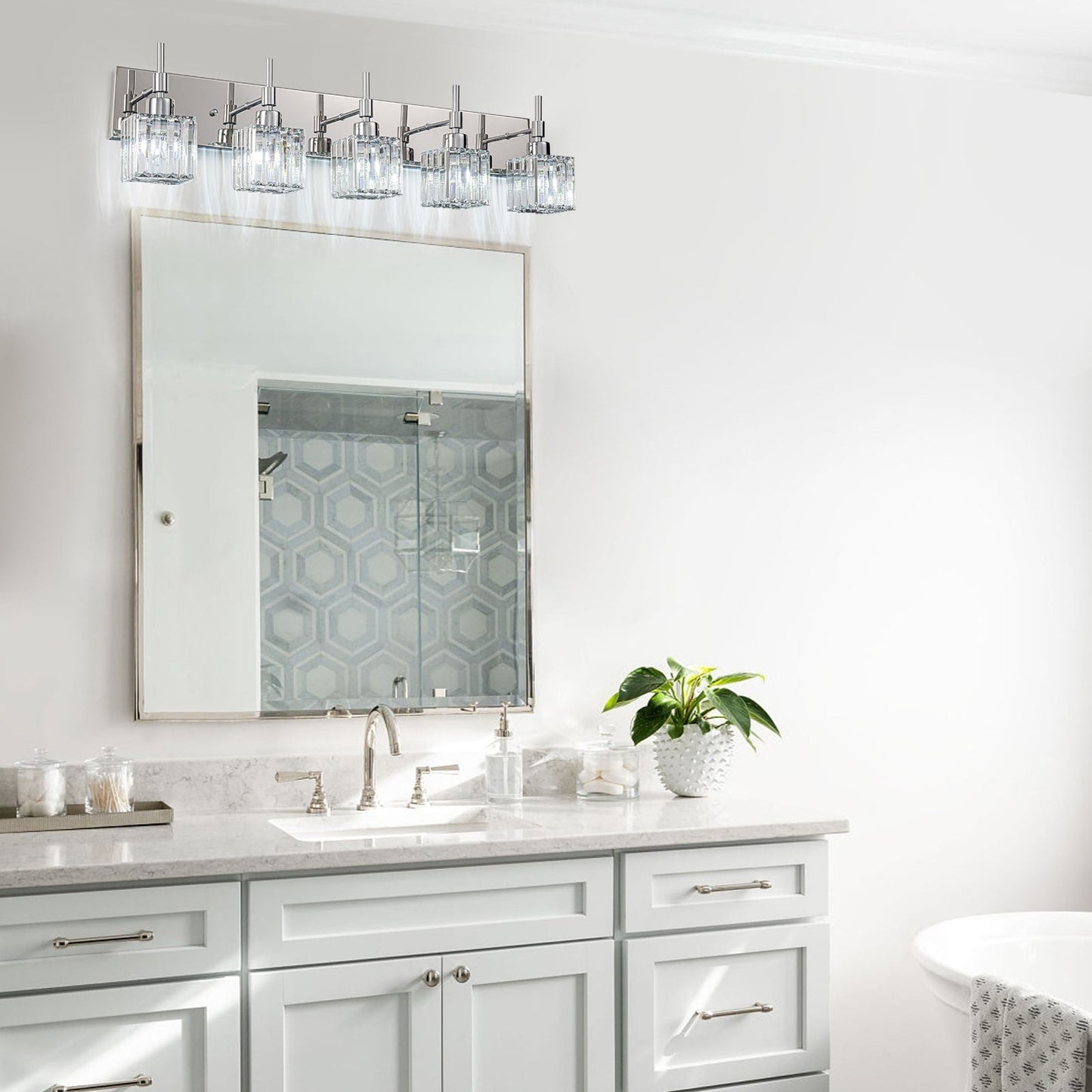 Ora Modern Dimmable Crystal Bathroom Light Fixtures Over Mirror Glam Vanity Lights