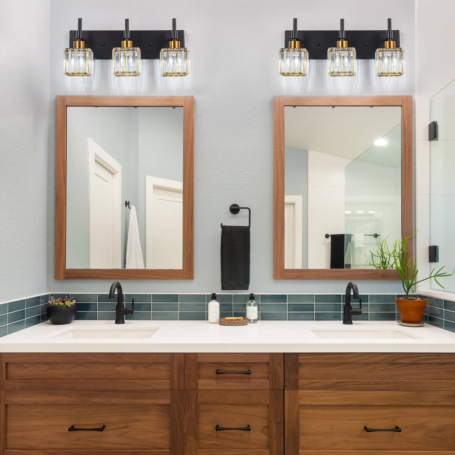 Ora Modern Dimmable Crystal Bathroom Light Fixtures Over Mirror Glam Vanity Lights