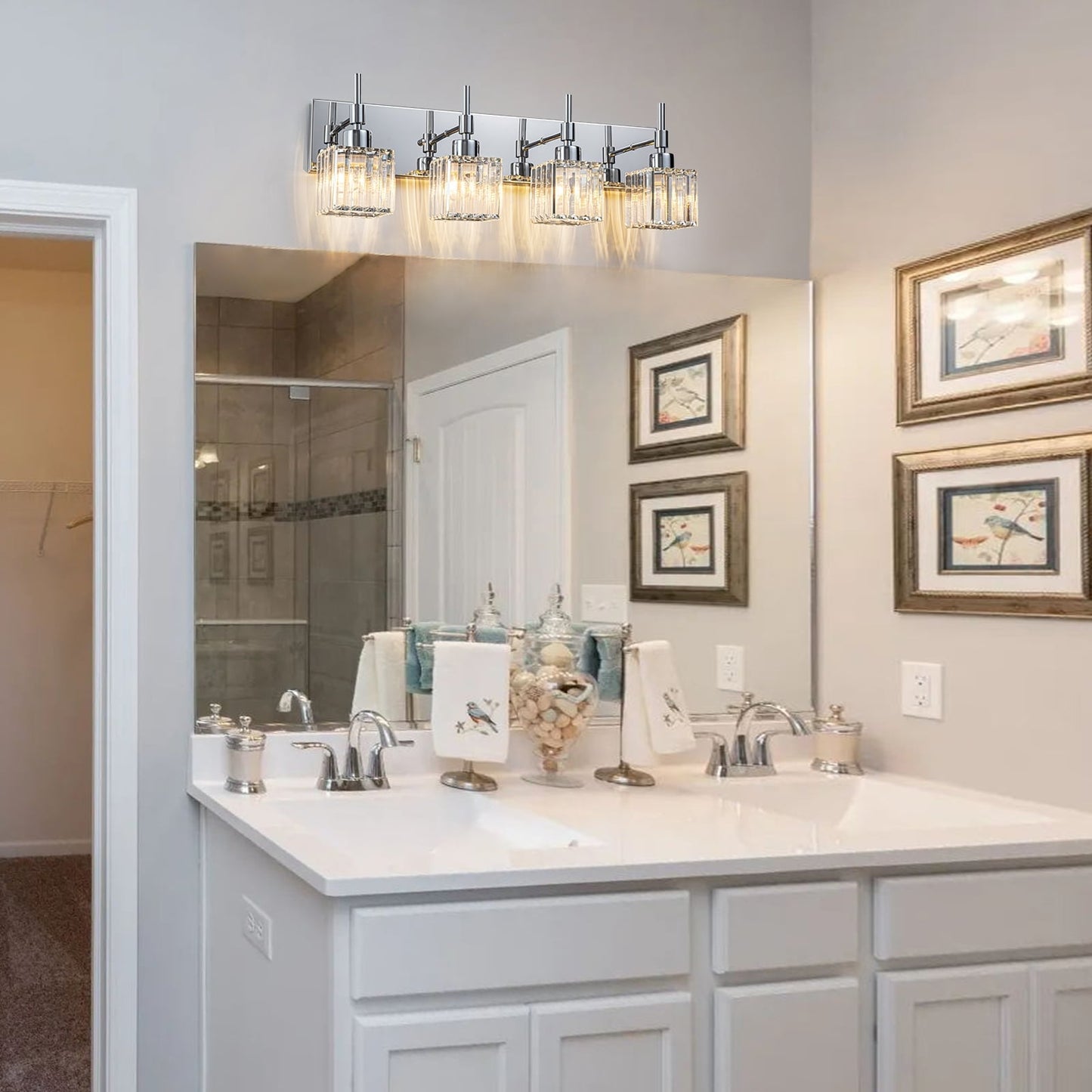 Ora Modern Dimmable Crystal Bathroom Light Fixtures Over Mirror Glam Vanity Lights