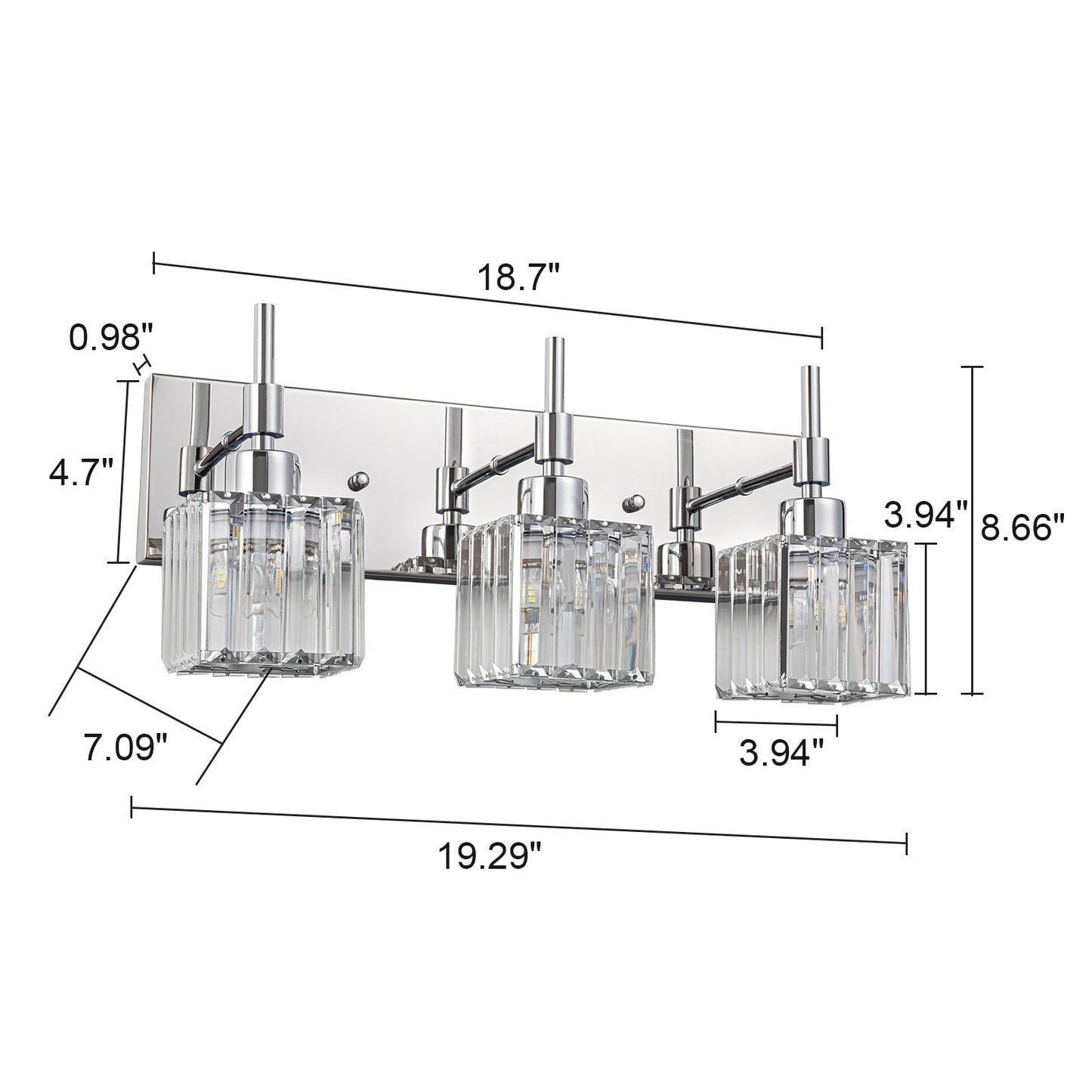 Ora Modern Dimmable Crystal Bathroom Light Fixtures Over Mirror Glam Vanity Lights