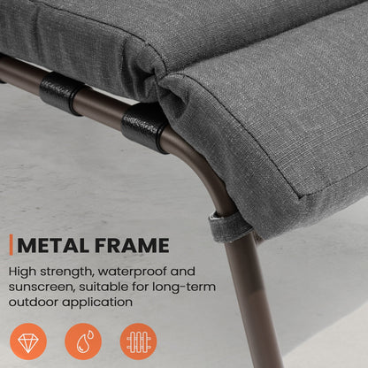 Outdoor Adjustable Patio Chaise Lounge Chair with Cushion Beach Poolside