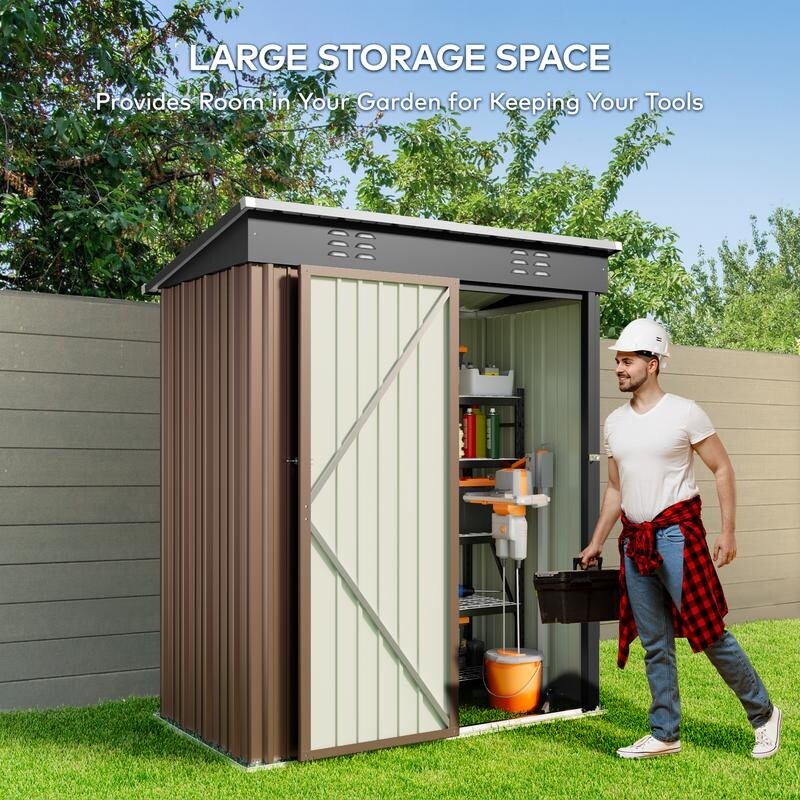 Outdoor Storage Metal Shed Garden Tool Shed with Lockable Door for Patio Furniture and Tools