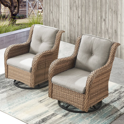 Gymojoy Outdoor Wicker Rocking Lounge Chairs with Swivel Base (Set of 2)
