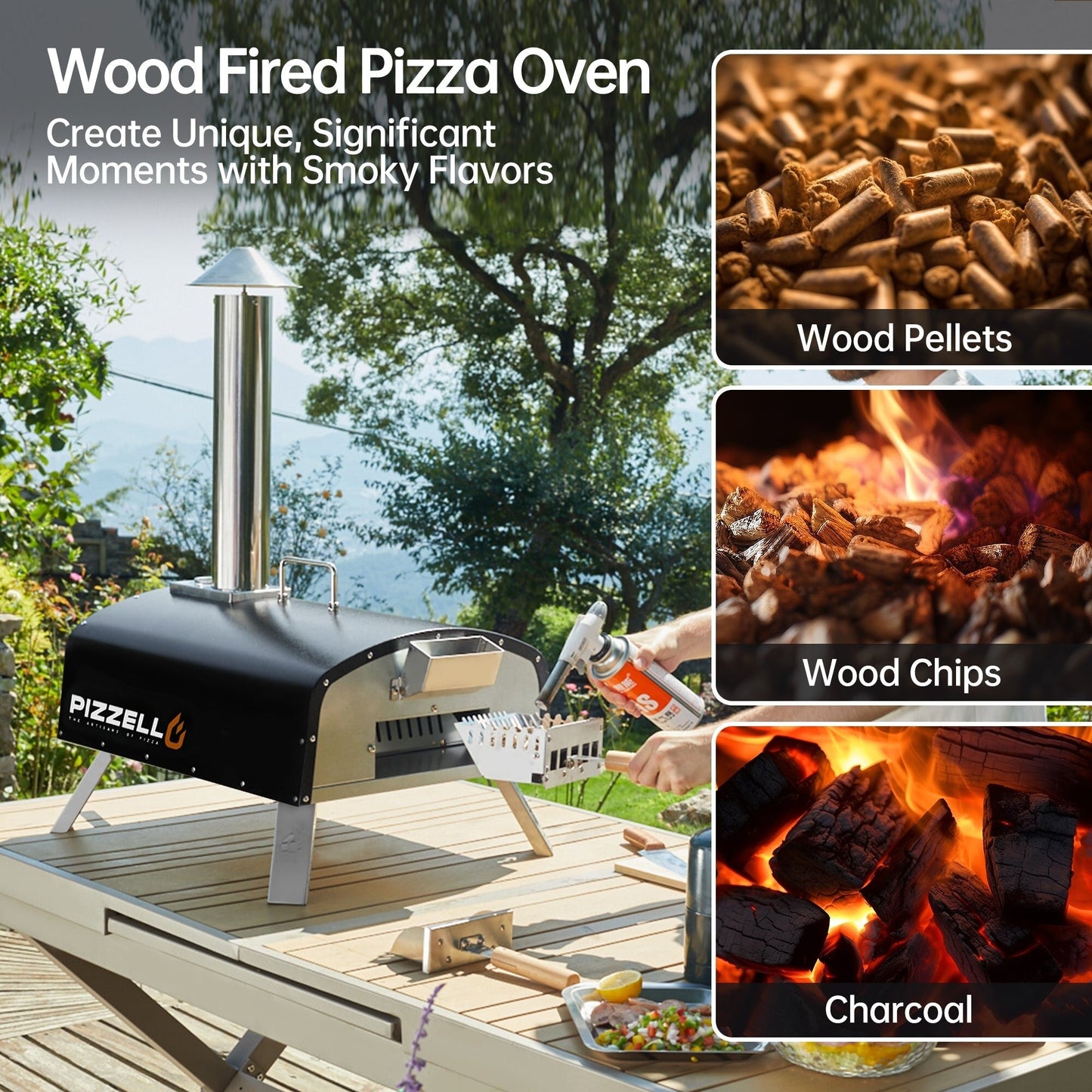 Outdoor Wood Fired Pizza Oven Portable Pizza Oven with Pizze Peel, Carry Bag - 16 inch