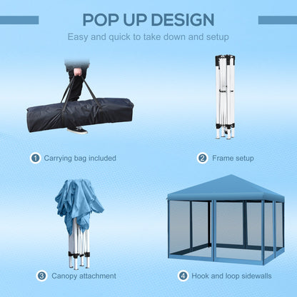 Outsunny 10' x 10' Heavy Duty Pop Up Canopy with Removable Mesh Sidewall Netting, Easy Setup Design, Outdoor Party Event