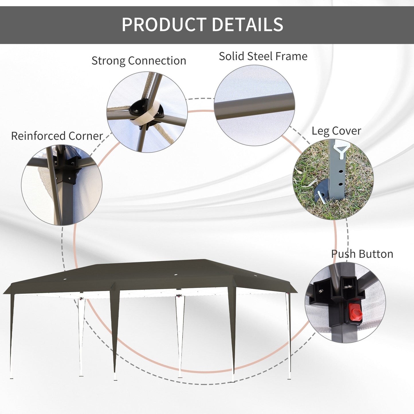 Outsunny Heavy Duty Pop Up Canopy with Sturdy Frame, UV Fighting Roof, Carry Bag for Patio, Backyard, Beach, Garden