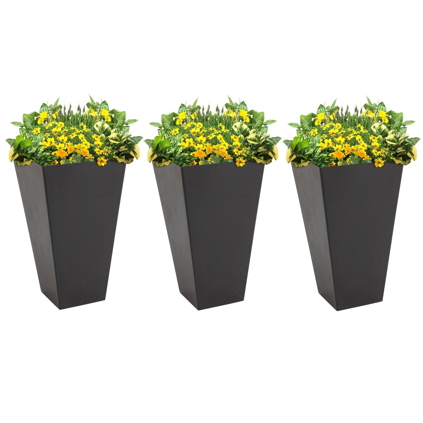Outsunny 28 Tall Plastic Flower Pot, Set of 3, Large Outdoor & Indoor Plastic Garden Planters, for Entryway, Patio, Yard