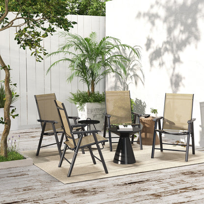 Outsunny 4-piece Folding Patio Chair Set with a Simple & Chic Design, Comfortable for the Deck, Garden, Yard & Travel