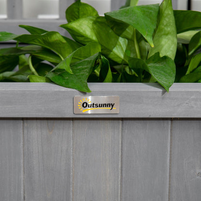 Outsunny Wood Planter with Trellis, Raised Garden Bed for Climbing Plants w/ Drainage Holes and Roof