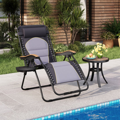 Oversize XL Padded Zero Gravity Lounge Chair Wider Armrest Adjustable Recliner with Cup Holder - N/A