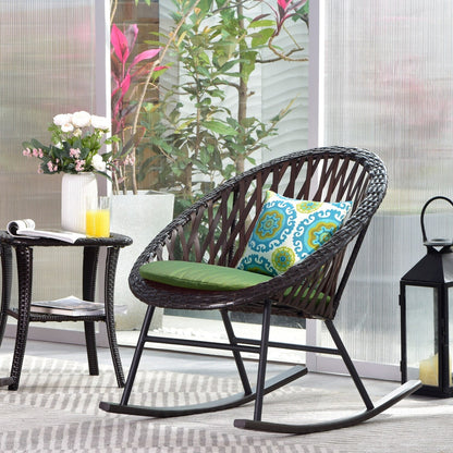 OVIOS 3-piece Patio Rocking Chair Bistro Set with Glass Coffee Table