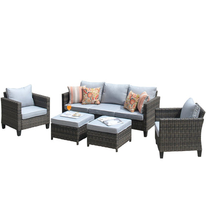 OVIOS 5-piece Patio Furniture Wicker Outdoor High-back Seating Set