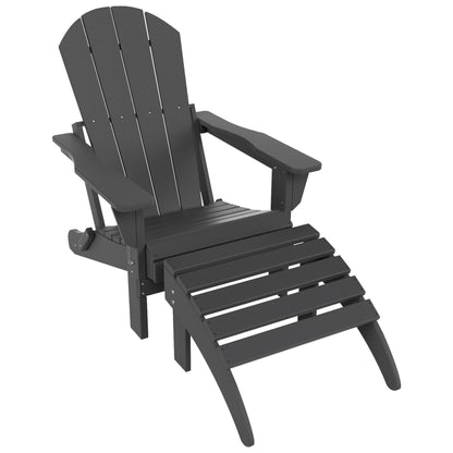 Polytrends Laguna Hdpe All Weather Outdoor Patio Foldable Adirondack Chair With Ottoman (2-Piece Set)