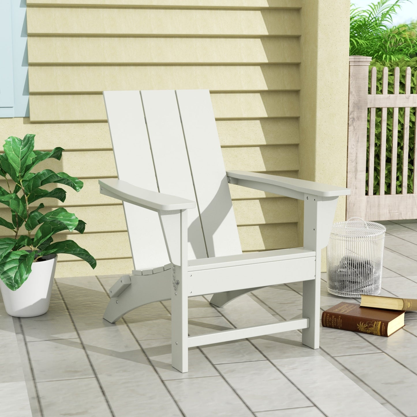 Polytrends Shoreside Modern Eco-Friendly All Weather Commercial-Residential Folding Adirondack Chair