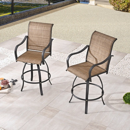 Patio Festival Outdoor Metal High Back Swivel Bar Chair (2-Pack)