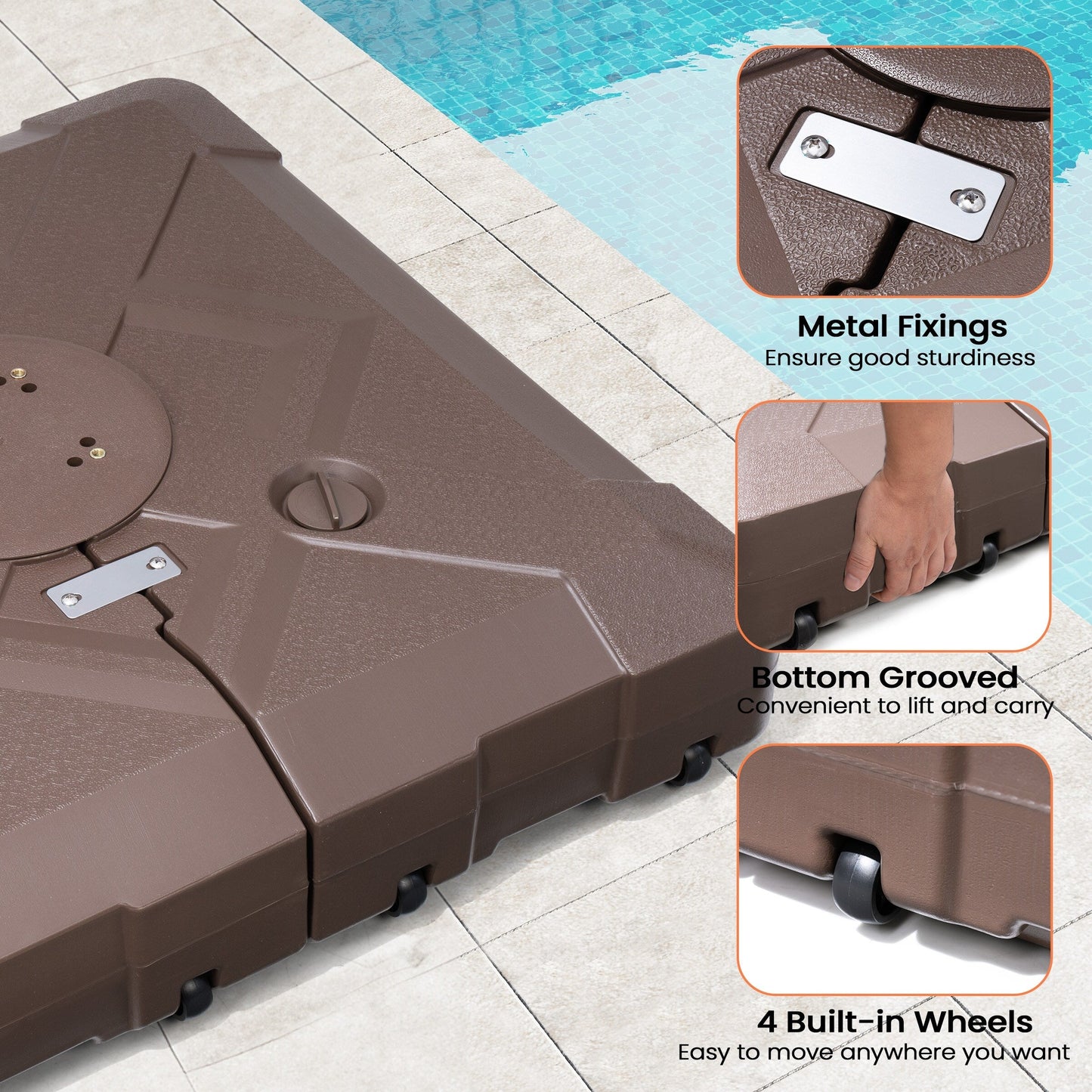 Pellebant 220 lbs Patio Cantilever Umbrella Base with Wheels - N/A