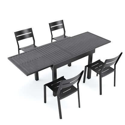 Pellebant 5/7/9-piece Aluminum Outdoor Dining Set Expandable Table and Stackable Chairs