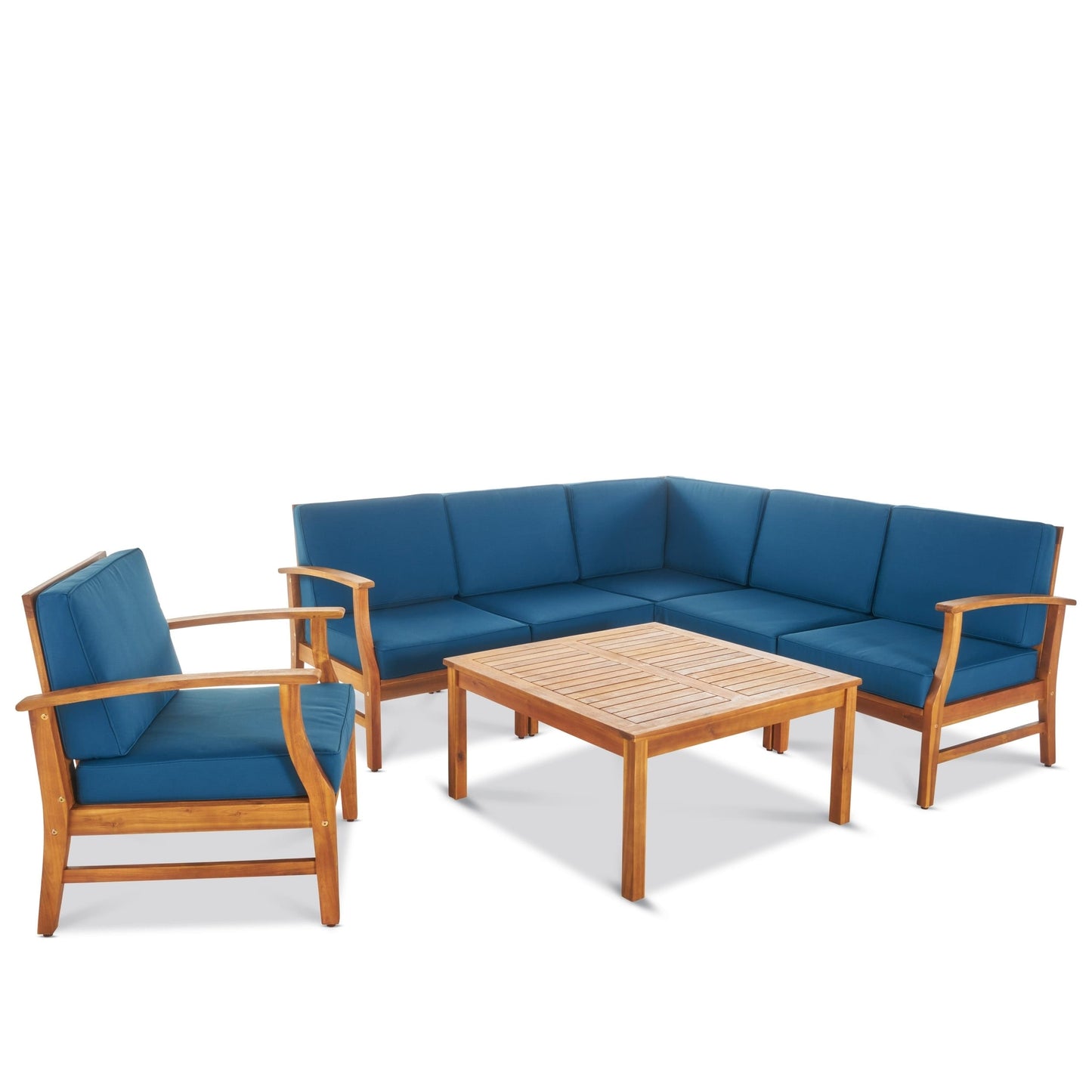 Perla Outdoor 7-piece Acacia Wood Sofa Set with Cushion by Christopher Knight Home