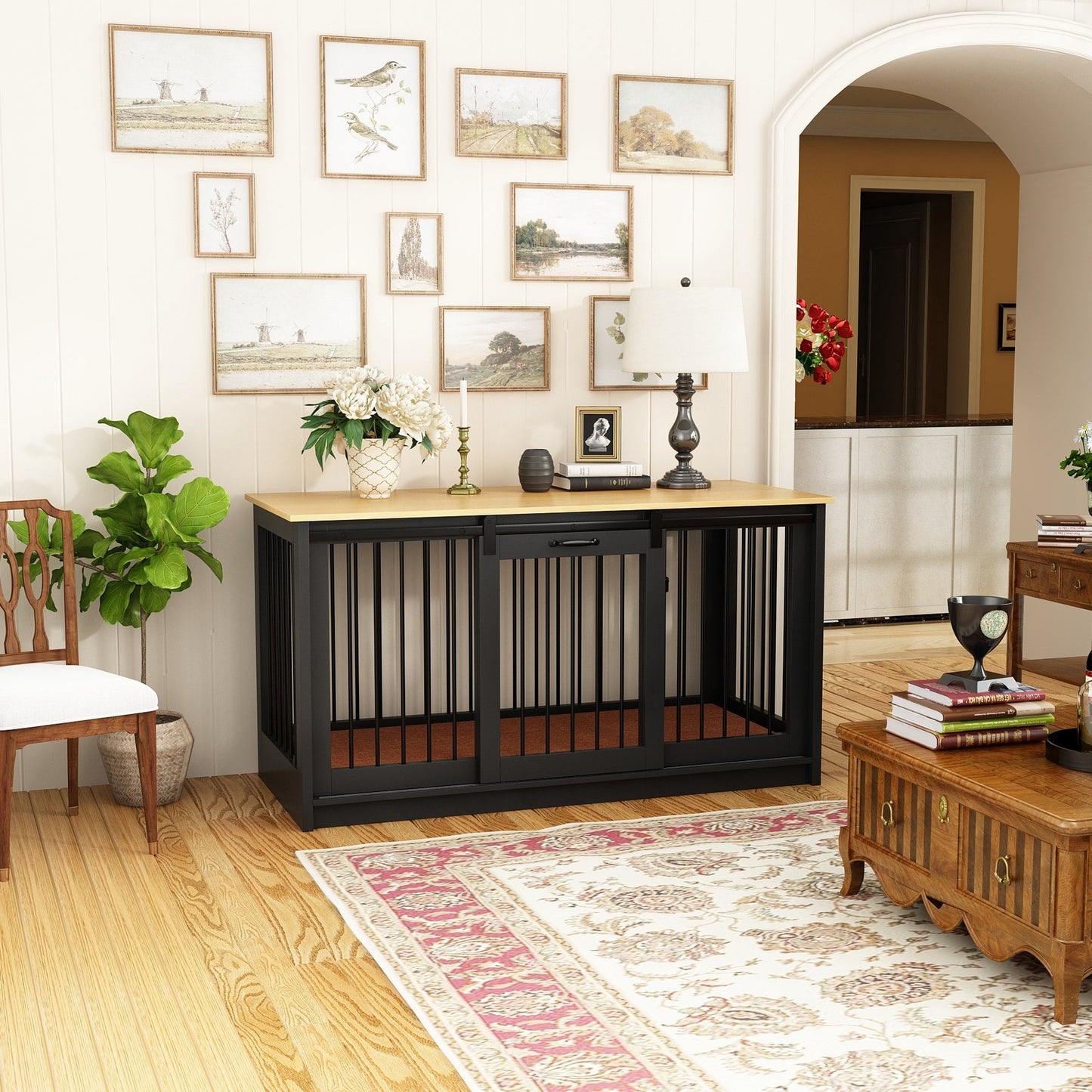 Pet Residence with Iron Tube Reinforcement Stylish & Sturdy Dog Crate