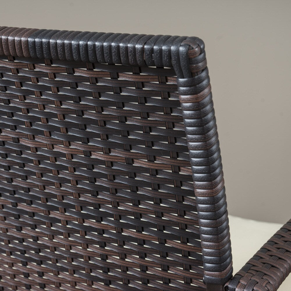 Peterson Outdoor 3-piece Wicker Bistro Set with Cushions by Christopher Knight Home