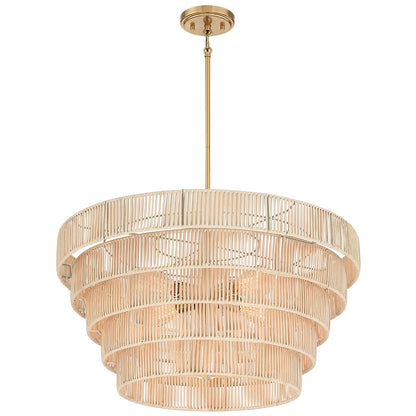 Piersan 5-Light Modern Bohemian Chandelier with Tiered Rattan Shade - 26 in. W