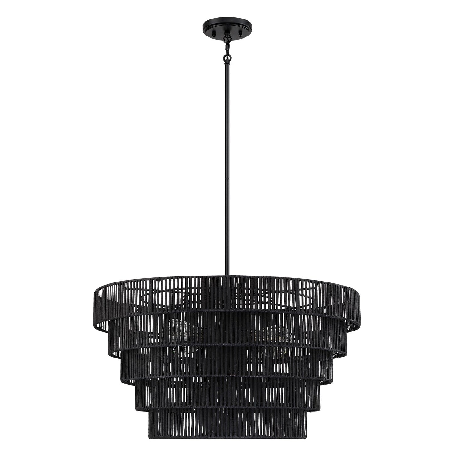 Piersan 5-Light Modern Bohemian Chandelier with Tiered Rattan Shade - 26 in. W