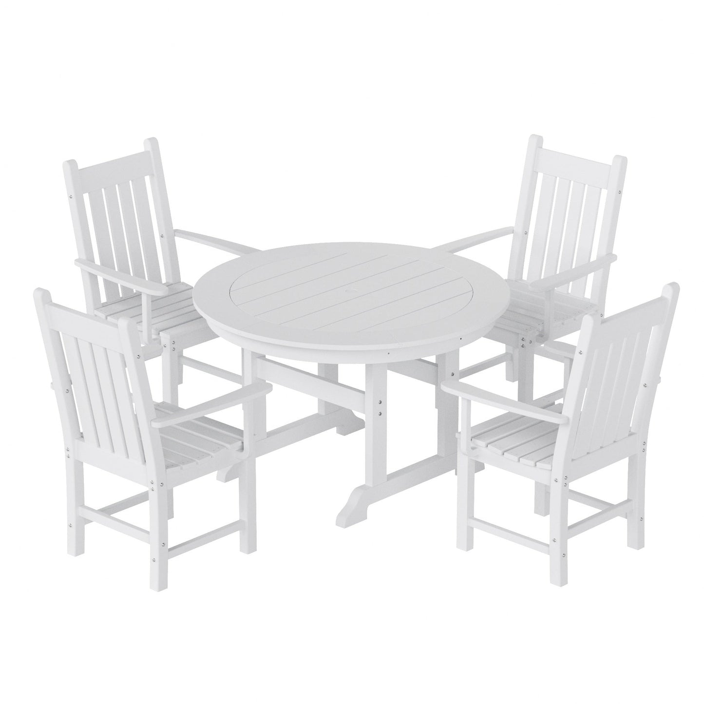 Polytrends Laguna Hdpe All Weather Outdoor Patio Dining Set with Round Table, Armchairs (5-Piece Set)