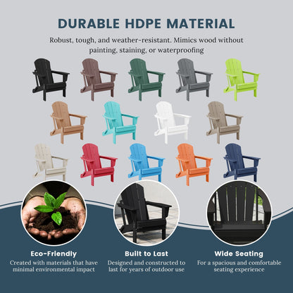 Polytrends Laguna Fade Resistant All Weather Outdoor Patio Folding Adirondack Chair