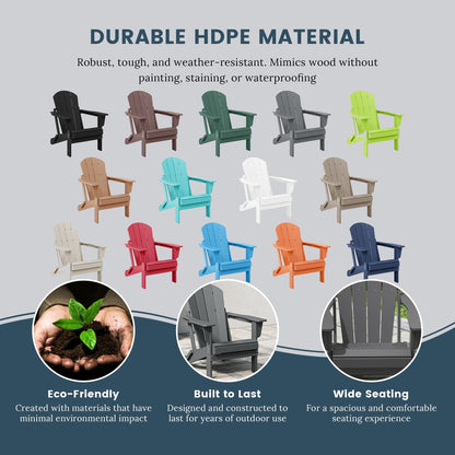 Polytrends Laguna Fade Resistant All Weather Outdoor Patio Folding Adirondack Chair