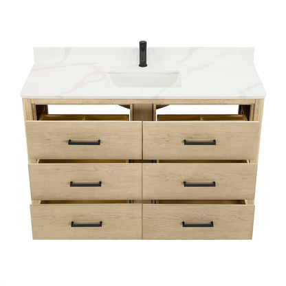 Porto Bath Vanity with White Quartz Stone Top without Mirror