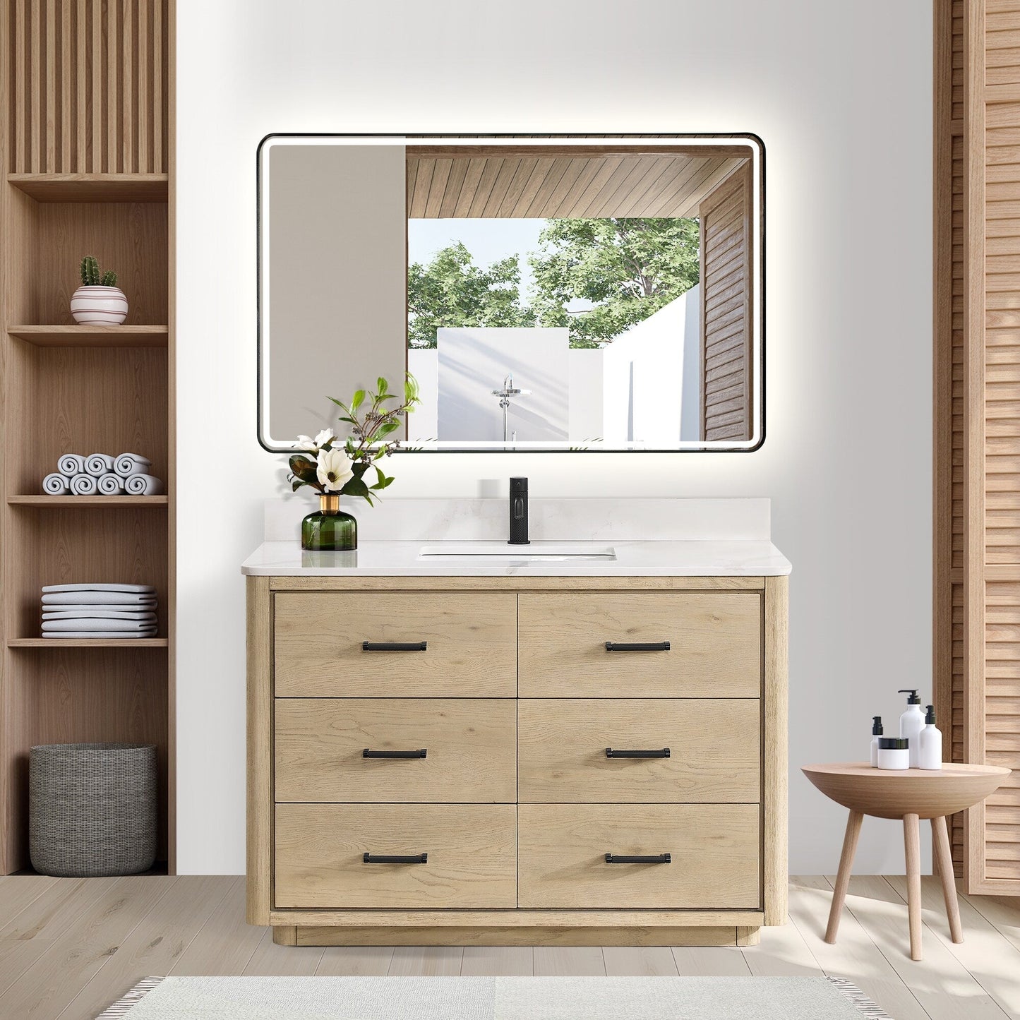 Porto Bath Vanity with White Quartz Stone Top without Mirror