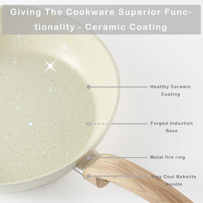 Pots and Pans Set Non stick, Ceramic Cookware Set Nonstick Kitchen Cooking Set w/Frying Pan Saucepan Saute Pan Casserole