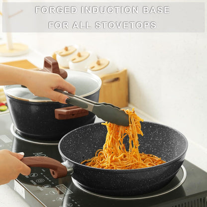 Pots and Pans Set Non stick, Ceramic Cookware Set Nonstick Kitchen Cooking Set w/Frying Pan Saucepan Saute Pan Casserole