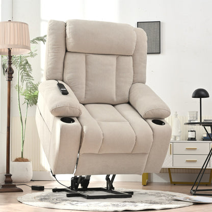 Power Lift Recliner Chair for Elderly, Fabric Lift Chairs w/ Extended Footrest, with 2 Cup Holders,Side Pockets, Remote Control