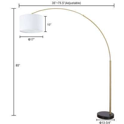 Q-Max 81 Steel Adjustable Arching Floor Lamp With Extra Large Shade and Marble Base