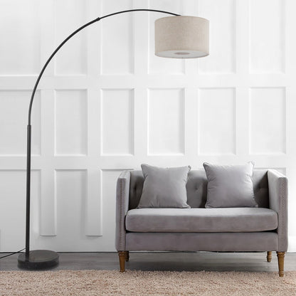 Q-Max 81 Steel Adjustable Arching Floor Lamp With Extra Large Shade and Marble Base