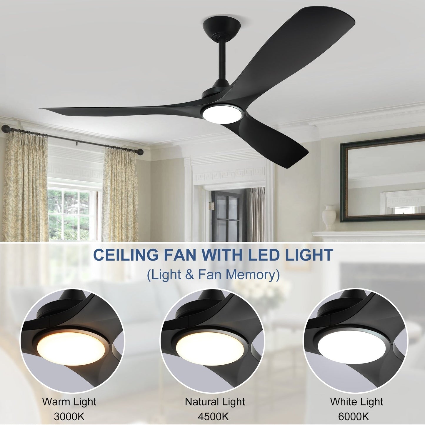 Remote Ceiling Fan with Lights Flush Mount