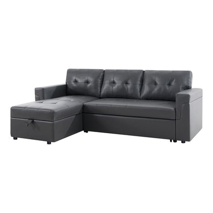 Convertible Reversible Sectional Sofa with Pull-Out Sleeper Bed, Hidden Storage Chaise, and Durable Legs
