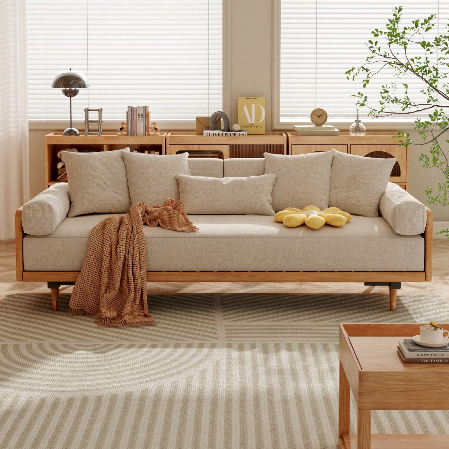 Romision Linen Three-Seater Sofa
