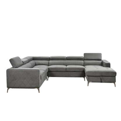 Roomfitters 122 Oversized Sectional Sofa Couch with Chaise Storage, Contemporary U-Shaped 7-Seater Sofa