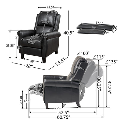 Roomfitters Ultimate Comfort PU Leather Pushback Recliner, Luxurious Recliner Chair for Living Room or Bedroom