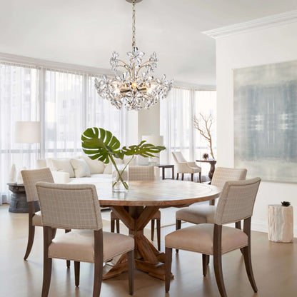 Rosa 6-Light Brushed Silver-ish Champagne Flower Crystal Chandelier